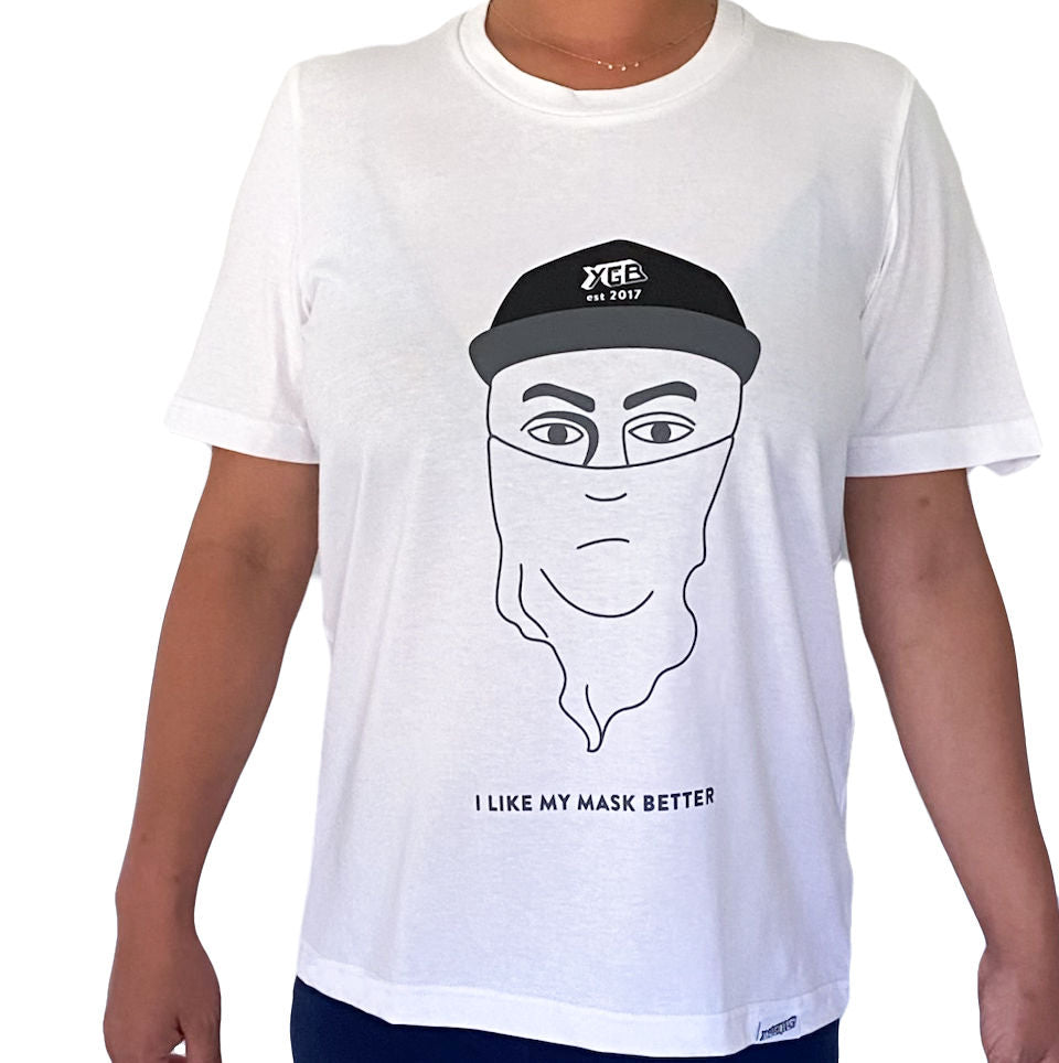 Mask Gender Neutral White Crew Neck T-Shirt - 'I Like My Mask Better'