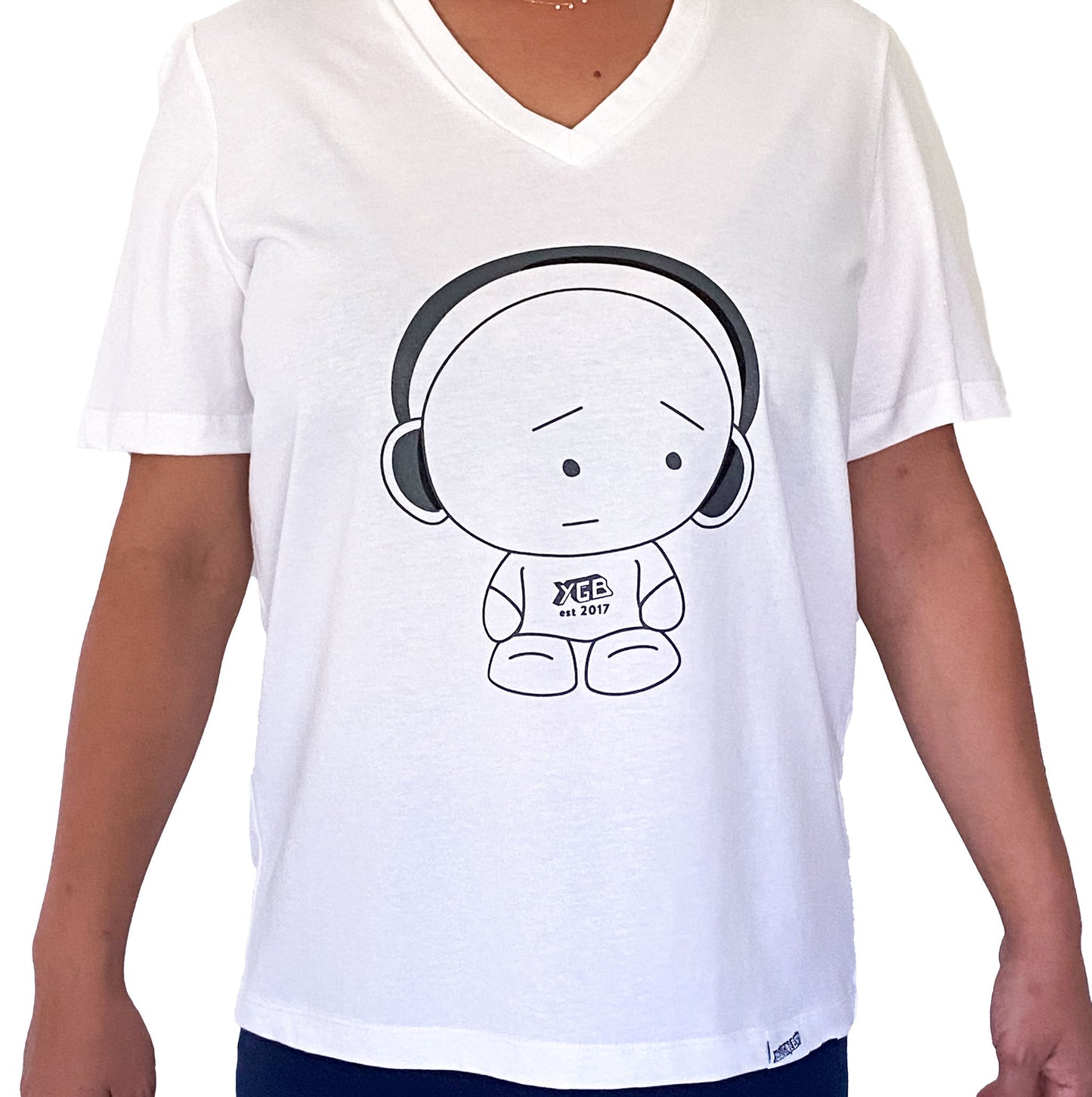 Bob Gender Neutral White V Neck T-Shirt - 'Genderless Bob'