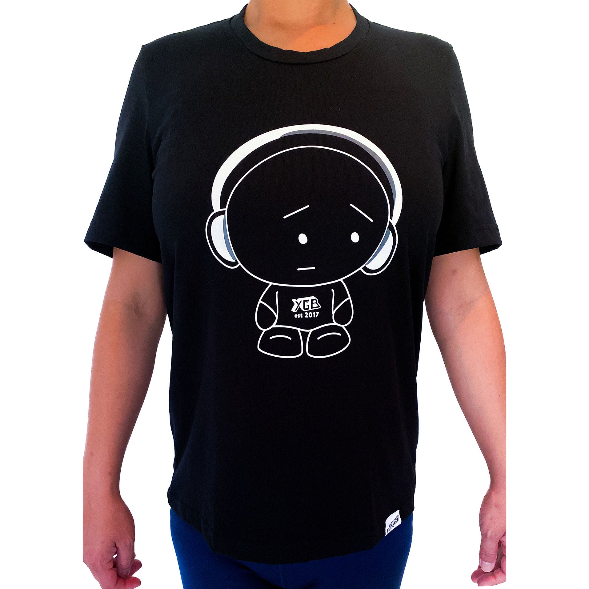 Ethical organic unisex t-shirt Black crew genderless bob
