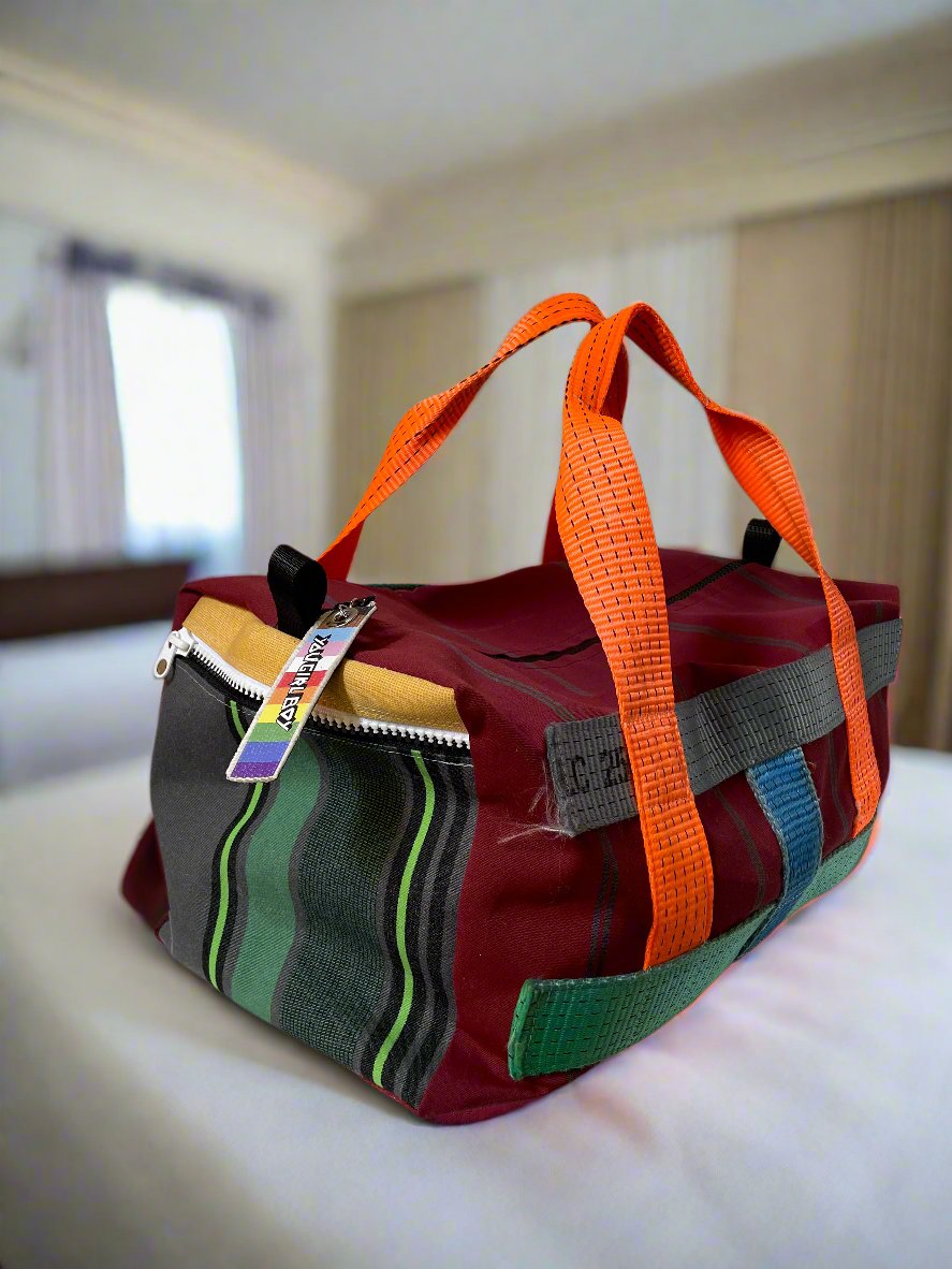 REPURPOSED by You Girl Boy - Canvas Duffle Weekender/Gym Bag - Maroon