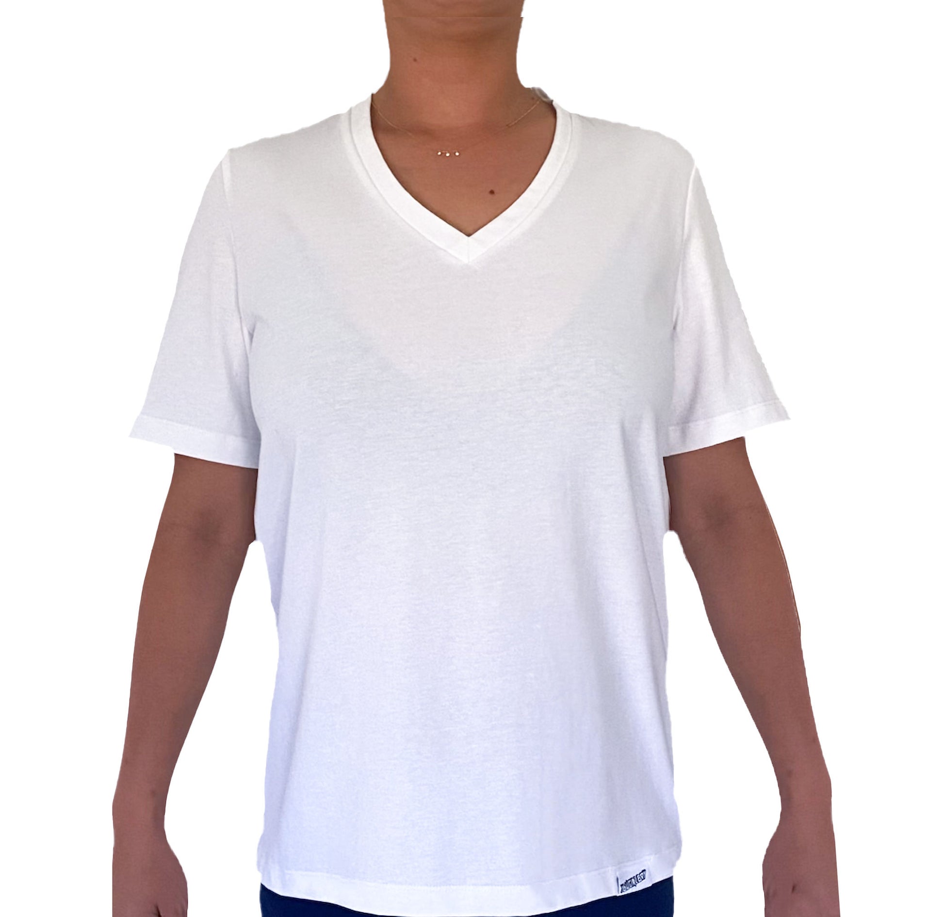 Ethical organic unisex t-shirt White V neck Caution