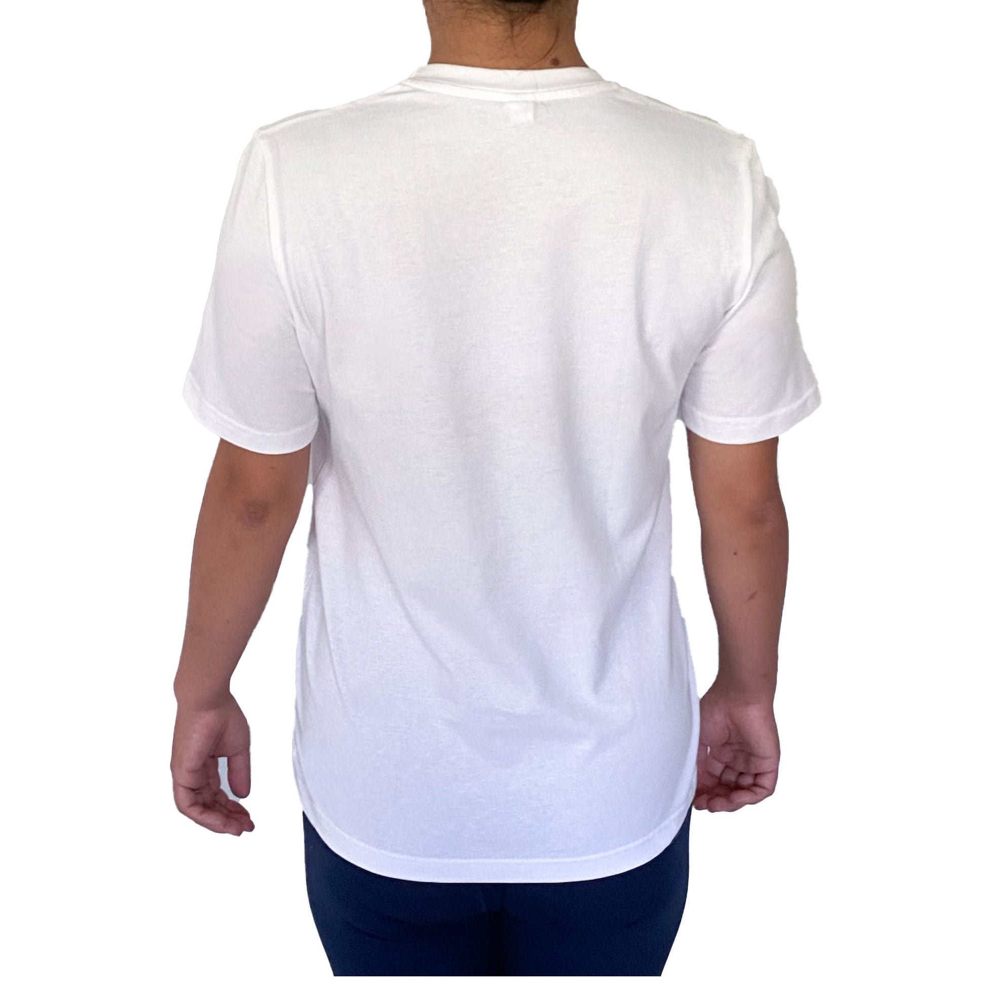 Ethical organic unisex t-shirt white V genderless bob