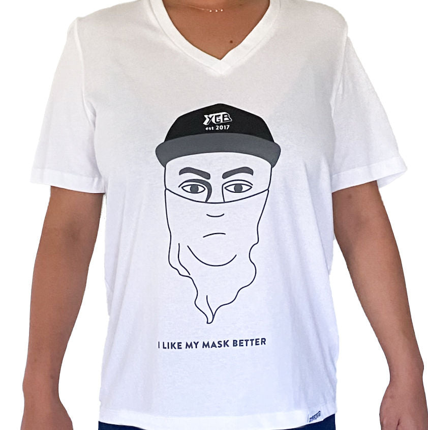 Ethical organic unisex t-shirt White V neck Mask
