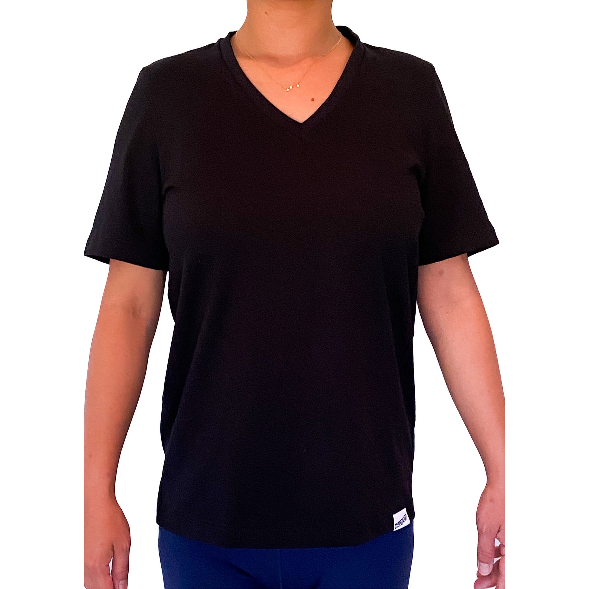 Ethical organic unisex t-shirt Black V neck Classic range