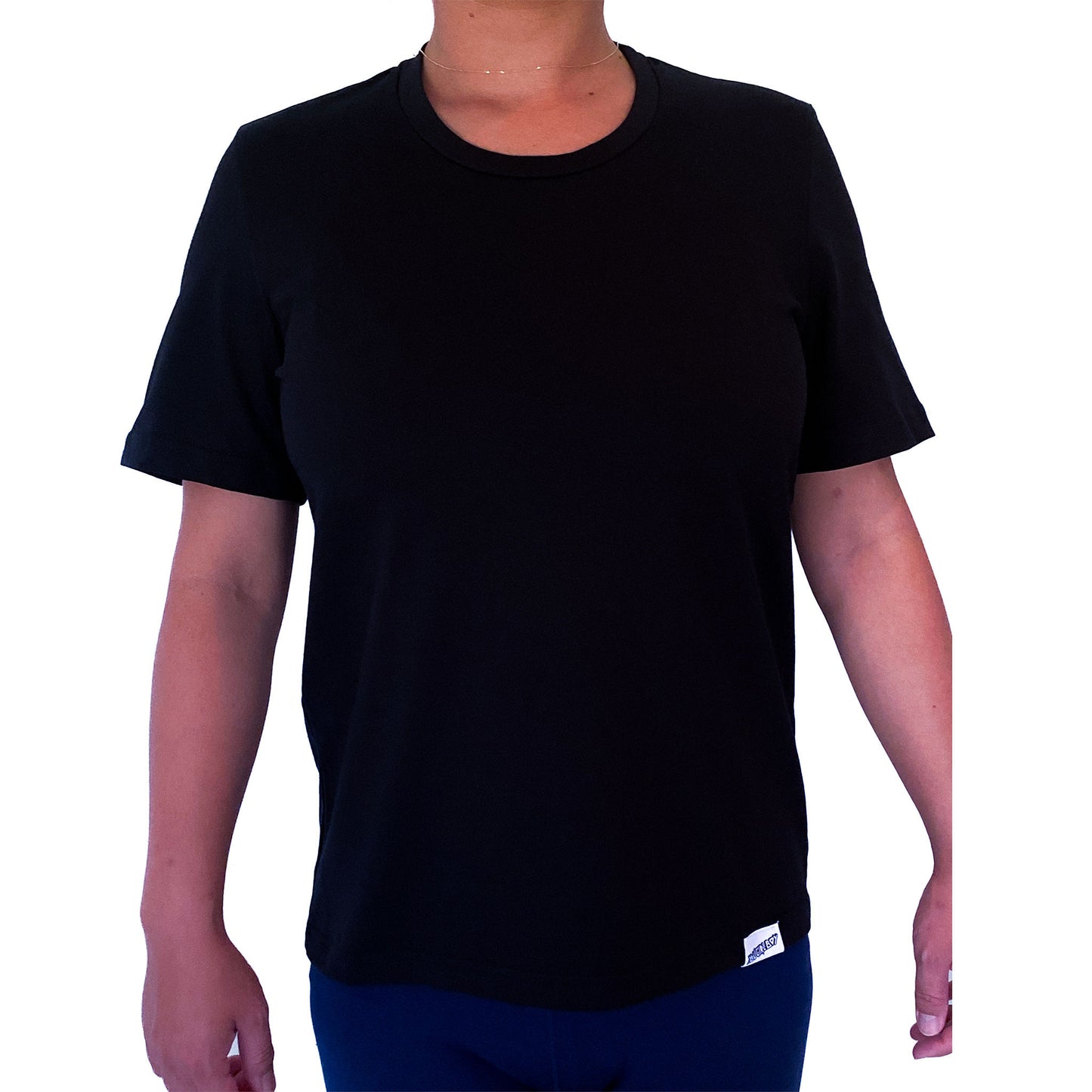 Classic Plain  Unisex Black Crew Neck Organic Cotton T-Shirt